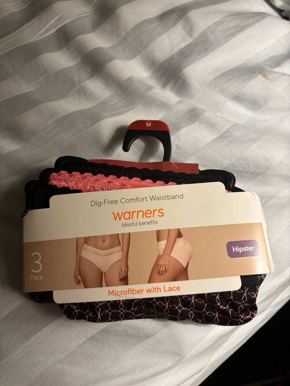 Warner's Women's Hipster Briefs in Black and Pink - 3 Pack